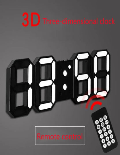 Large 3D Remote Control Wall Clock LED Electronic Clocks  Digital Table Watch  Desktop Multi-function  Date Temperature Hanging