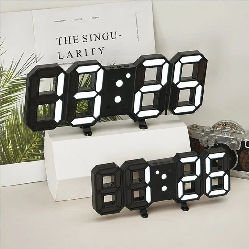 Large 3D Remote Control Wall Clock LED Electronic Clocks  Digital Table Watch  Desktop Multi-function  Date Temperature Hanging