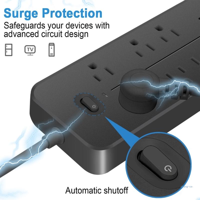 M5TD Multi-functional Power Strip with 1.2m Extension Cord 6AC Outlets 3pcs USB Port