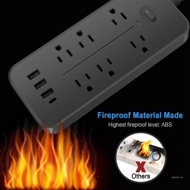 M5TD Multi-functional Power Strip with 1.2m Extension Cord 6AC Outlets 3pcs USB Port