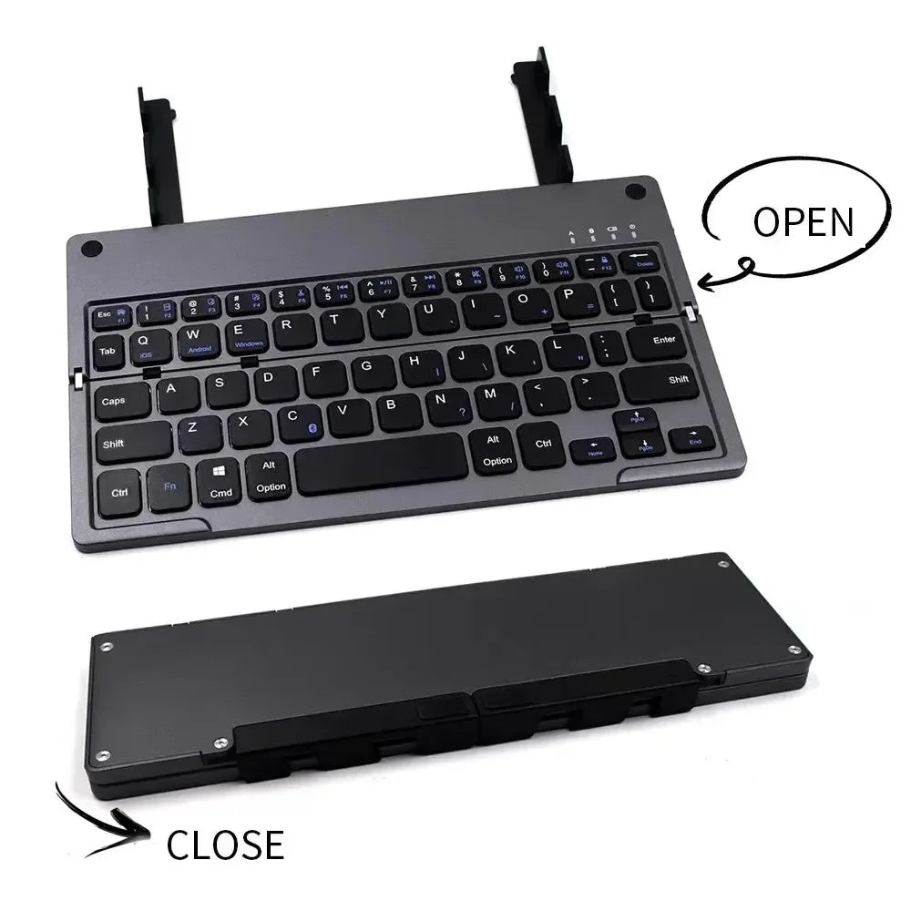 Folding Mini Keyboard With Phone Holder Foldable Pad Key Boards With Bluetooth Connection Rotatable For Phone Laptop Tablet