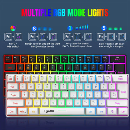 L500 Wired/Wireless Connection Gaming Keyboard 61 Keys Compact Computer Keyboard Type C Connection Mechanical Keyboard