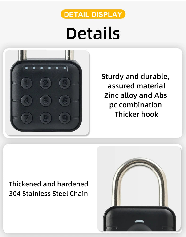 Smart Padlock Fingerprint Lock Waterproof IP67 USB Charge Quick Identification Unlock Finger Print Sensor High Quality Pad Locks