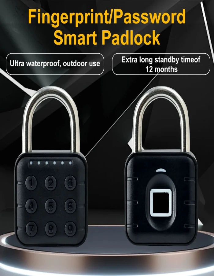 Smart Padlock Fingerprint Lock Waterproof IP67 USB Charge Quick Identification Unlock Finger Print Sensor High Quality Pad Locks