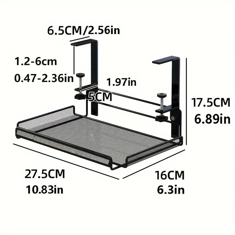 Under Desk Cable Management Tray, No Drill Steel Desk Cable Organizers, Wire Management Tray Cable Management Rack