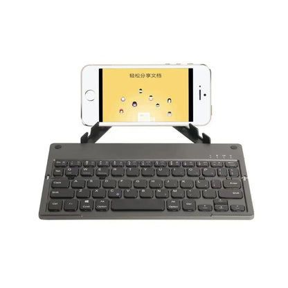 Folding Mini Keyboard With Phone Holder Foldable Pad Key Boards With Bluetooth Connection Rotatable For Phone Laptop Tablet