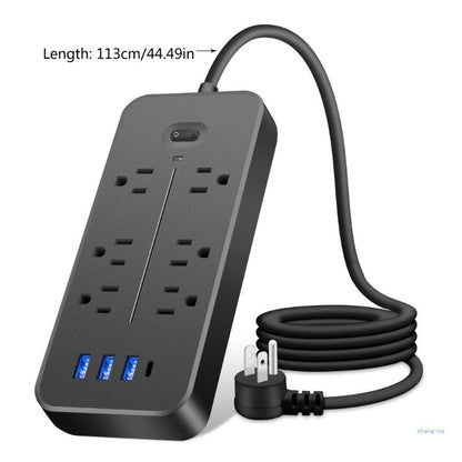 M5TD Multi-functional Power Strip with 1.2m Extension Cord 6AC Outlets 3pcs USB Port