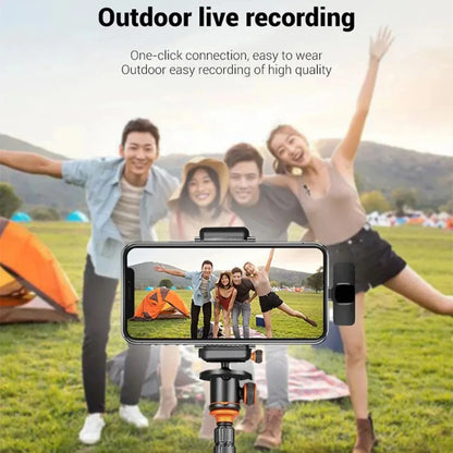 Wireless Lavalier Microphone Portable Audio Video Recording Mini Mic for iPhone Android Live Broadcast Gaming Phone Mic