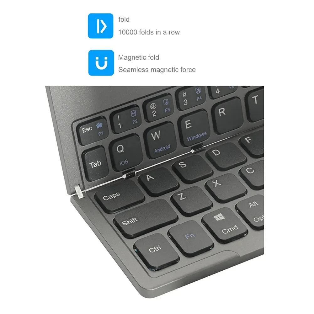 Folding Mini Keyboard With Phone Holder Foldable Pad Key Boards With Bluetooth Connection Rotatable For Phone Laptop Tablet