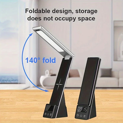 Five-in-one Foldable Desk Lamp Wireless Charger, with Clock and Alarm Function, Multiple Devices Can Be Charged At The Same Time