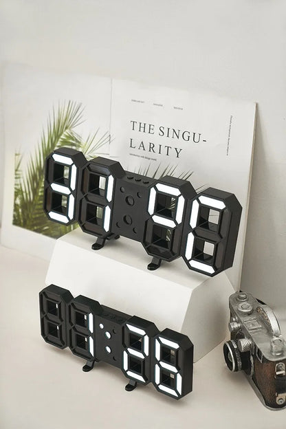 Large 3D Remote Control Wall Clock LED Electronic Clocks  Digital Table Watch  Desktop Multi-function  Date Temperature Hanging