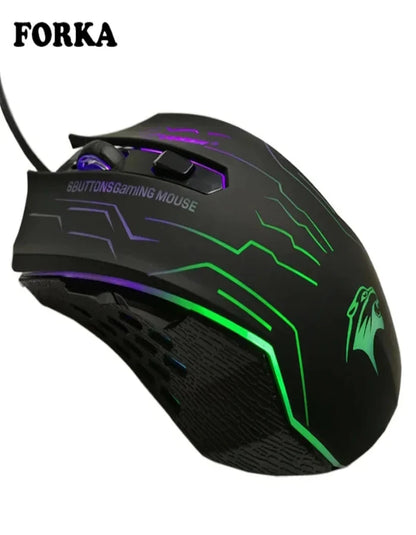 FORKA Silent Click USB Wired Gaming Mouse 6 Buttons 3200DPI Mute Optical Computer Mouse Gamer Mice for PC Laptop Notebook Game