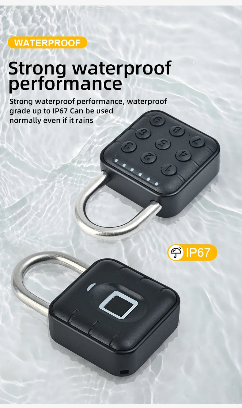 Smart Padlock Fingerprint Lock Waterproof IP67 USB Charge Quick Identification Unlock Finger Print Sensor High Quality Pad Locks