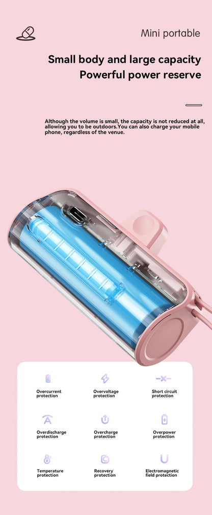 30000mAh Mini Capsule Power Bank 2 In 1 Type-c Portable Fast Charger With Stand External Battery Compatible With Iphone Andriod