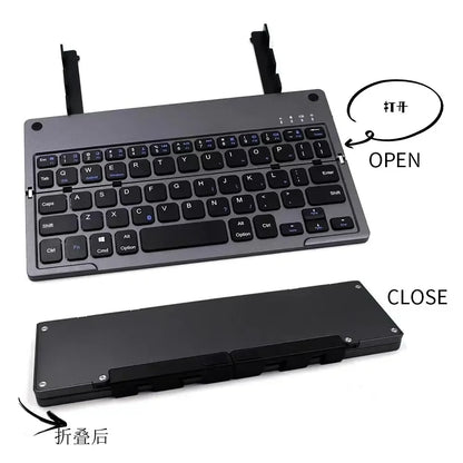 Folding Mini Keyboard With Phone Holder Foldable Pad Key Boards With Bluetooth Connection Rotatable For Phone Laptop Tablet